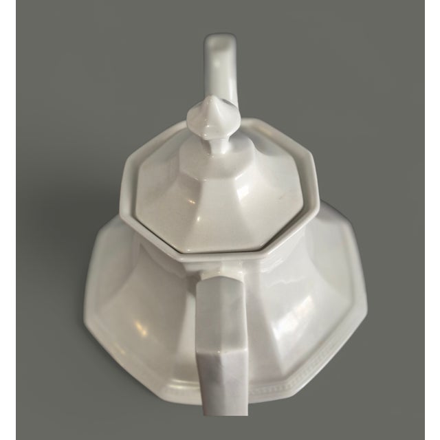 Johnson Brothers Vintage Attributed Johnson Brothers Ironstone Classical White Tea Pot For Sale - Image 4 of 9