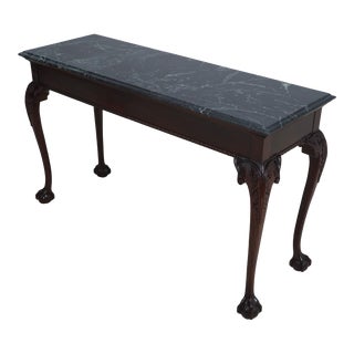 Stickley Chippendale Marble Top Mahogany Sofa Table For Sale