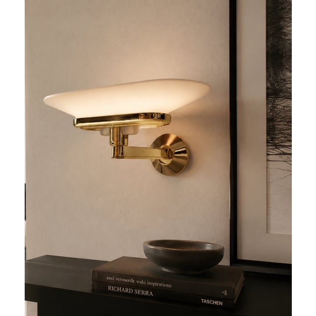 Metal Jill Wall Sconce in Polished Brass and Opaline Glass from Arteluce, Italy, 1970s For Sale - Image 7 of 17
