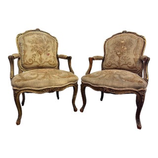 Louis XV Style Arm Chairs a Pair For Sale