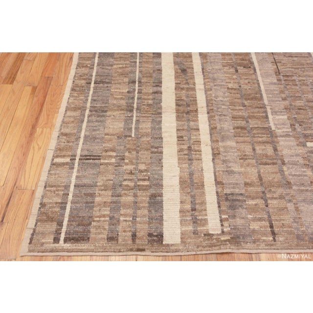 2020s Nazmiyal Collection Earthy Neutral Color Tribal Geometric Design Modern Area Rug For Sale - Image 5 of 7