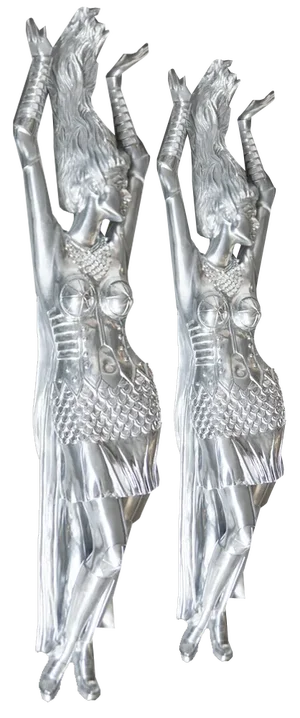 Large Art Deco Sculptures Recovered from 1990s Cruise Ship, Resin, Set of 2