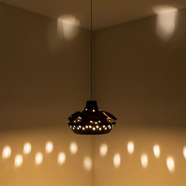 Brown Danish Yellow Ceramic Pendant Light, 1970 For Sale - Image 8 of 18
