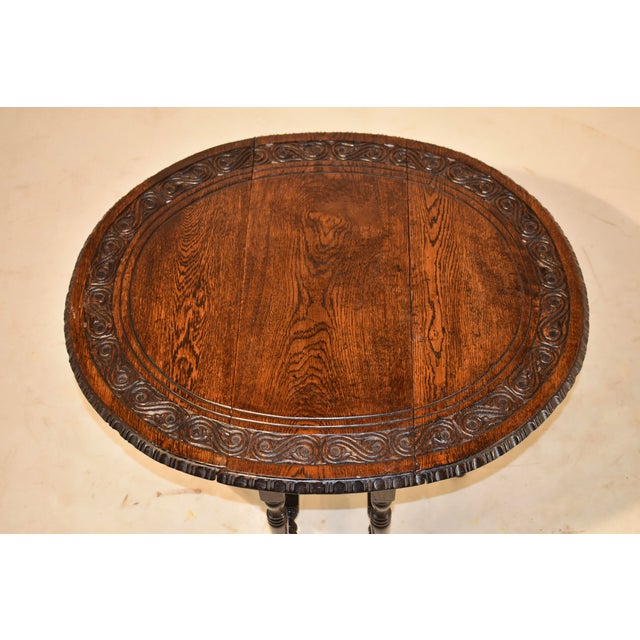 19th Century Carved Oak Gate-Leg From England For Sale - Image 9 of 10
