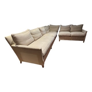 Serena & Lily Spruce Street L-Sectional - Right-Facing | Chunky Linen Natural | Mint Condition For Sale