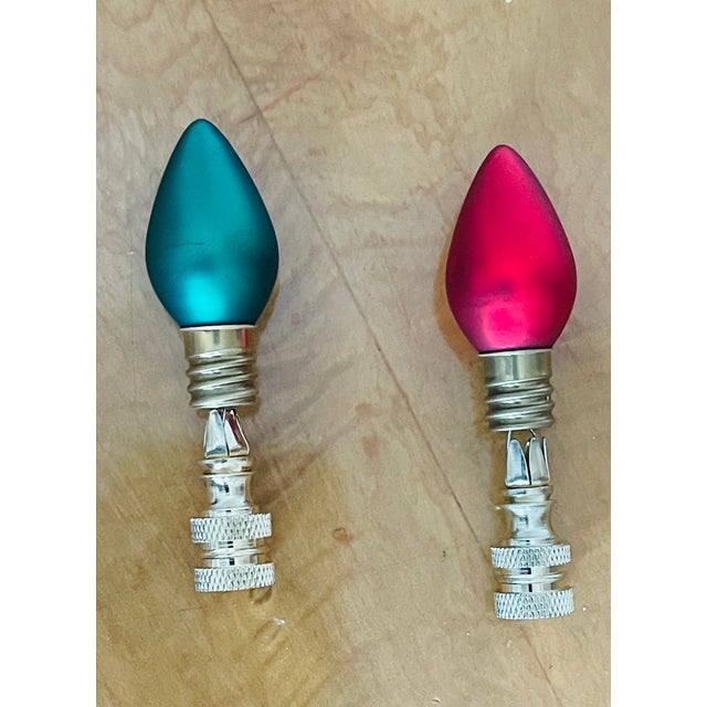 Cute pair of vintage glass miniature bulbs lamp finials. Pick the color pair.