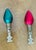 Cute pair of vintage glass miniature bulbs lamp finials. Pick the color pair.