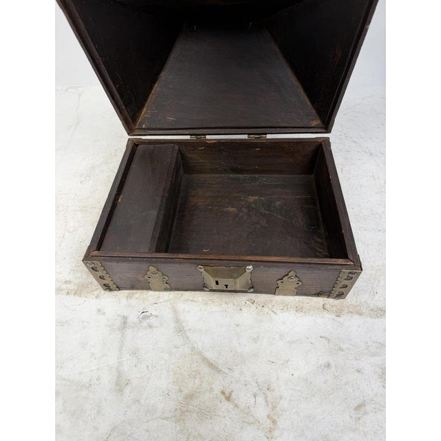 Antique Indian Jewelry Box in Wood and Brass, 1800s For Sale - Image 9 of 16