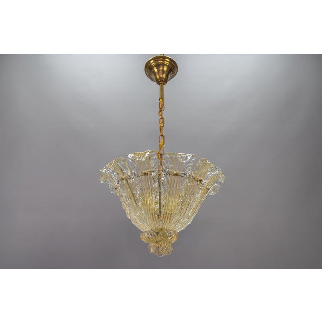 Mid-Century Italian Murano Glass Gold Inclusion Foliage Pendant Light, 1950s For Sale - Image 13 of 18