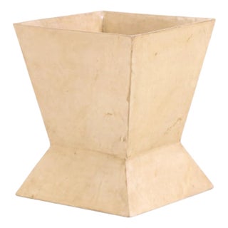 A Parchment Covered Geometric Waste Basket For Sale