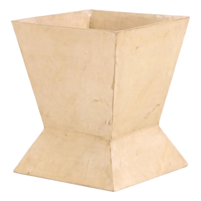 A Parchment Covered Geometric Waste Basket For Sale