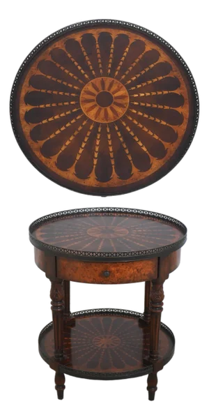 Theodore Alexander Inlaid 2 Tier Mixed Wood End Table