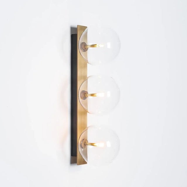Contemporary Oslo Triple Brass Wall Sconce by Schwung For Sale - Image 3 of 4