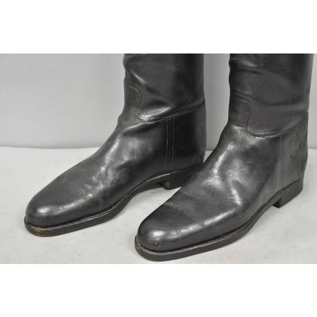 Vintage Maxwell London English Leather Black & Brown Horse Riding Boots W/ Trees For Sale In Philadelphia - Image 6 of 18