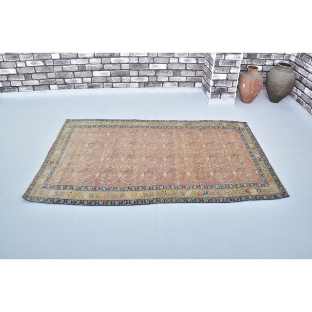 Handmade wool carpet in Turkish Anatolia , Vintage Oushak Rug,Turkish Vintage Anatolian Rug, Handmade wool Rug . One Of...