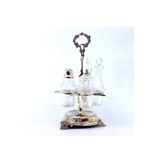 Cruet Set with Silver Structure and Mustard Bowl with Salt and Pepper Shaker, Set of 5, in Very Good conditions. Designed...