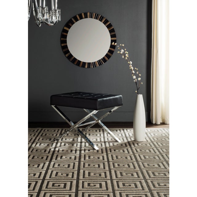 Anderson Ottoman in Black & Chrome For Sale - Image 4 of 5