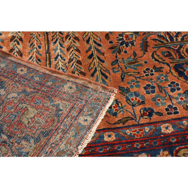 Antique Kashan Beige and Red Wool Persian Rug For Sale In New York - Image 6 of 6