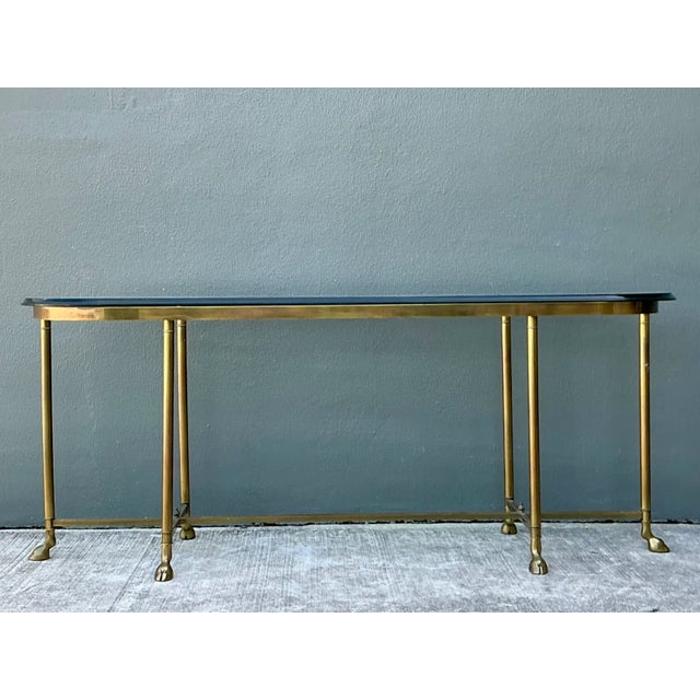 Labarge Vintage Brass Hoof Console Table For Sale - Image 4 of 12