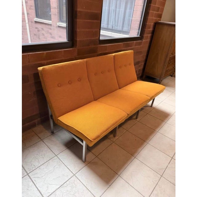 Florence Knoll 1960s Florence Knoll Style Mid Century Modern 3-Seat Orange Sofa. MCM For Sale - Image 4 of 7