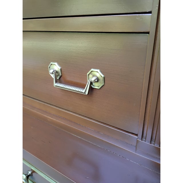 Late 20th Century Mid Century Traditional Tallboy Dresser Attributed to Kindel Furniture. For Sale - Image 5 of 9