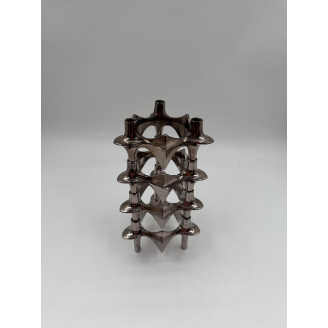 Mid-Century Modern Mid-Century Modern Brutalist Chrome Taper Candleholders by Nagel Stoff for BMF, 1950s, Set of 4 For Sale - Image 3 of 18