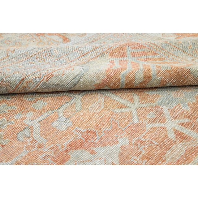 Persian Antique Sultanabad Handmade Floral Pattern Orange Wool Rug For Sale - Image 3 of 7