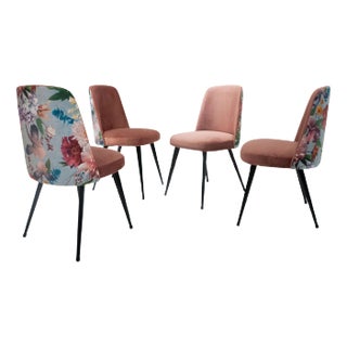 Italian Mid-Century Modern Multicolored Chairs, Italy, 1950s, Set of 4 For Sale