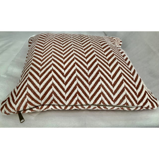 Transitional Sienna / White Herringbone Jacquard Decorative Pillow Covers (Set of 2) For Sale - Image 3 of 5
