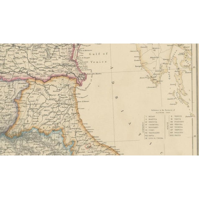 Antique Hand-Colored Political Map of Italy, 1860 For Sale - Image 9 of 12