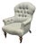 Vintage English Rolled Arm Pale Blue Upholstered Chair For Sale