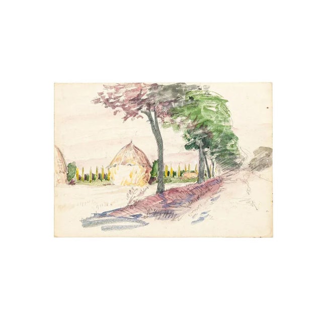 Countryside - Original Watercolor on Paper by Jean Raymond Delpech - 20 Century 20th Century For Sale - Image 3 of 3
