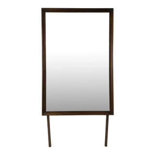 Mid Century Modern Mountable Mirror With Walnut Frame For Sale