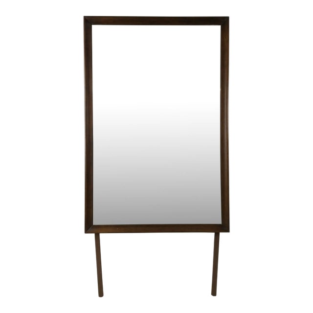 Mid Century Modern Mountable Mirror With Walnut Frame For Sale