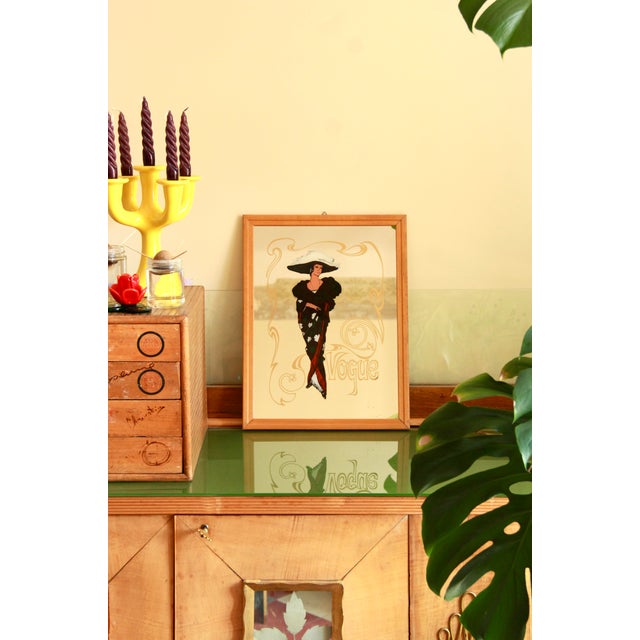 Mid-Century Modern Vintage Vogue Advertising Wall Mirror, Italy, 1970s For Sale - Image 3 of 11