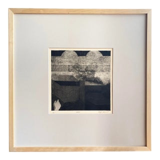 Minimalist Surrealist Blonde Wood Framed Signed Art For Sale