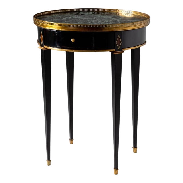 Ebonized Side Table with green Marble Top, France 2nd Half 19th Century For Sale