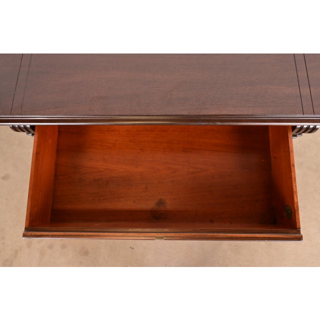 Wood Berkey & Gay Antique English Tudor Carved Walnut and Burl Wood Bar Cabinet, Newly Refinished For Sale - Image 7 of 15