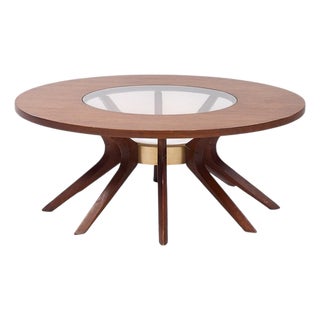Broyhill Brasilia Mid Century Cathedral Walnut Coffee Table For Sale