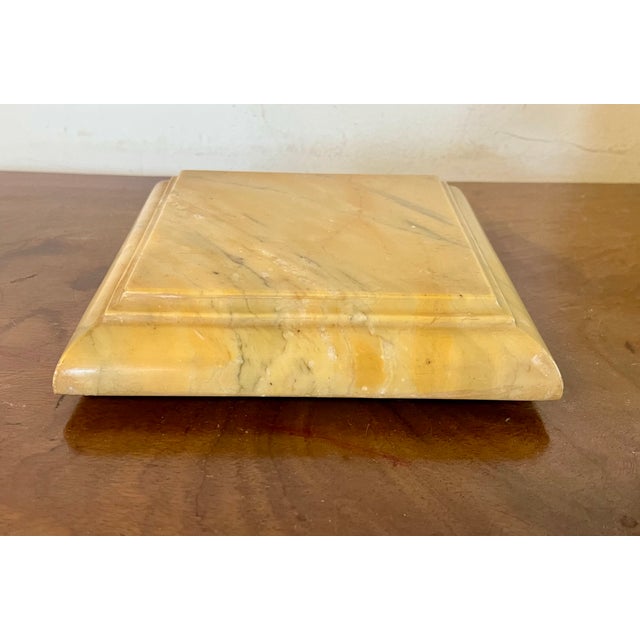 Orange Antique 19th Century Italian Grand Tour Siena Marble Square Trivet or Dispay Base Plinth With Brass Feet For Sale - Image 8 of 13