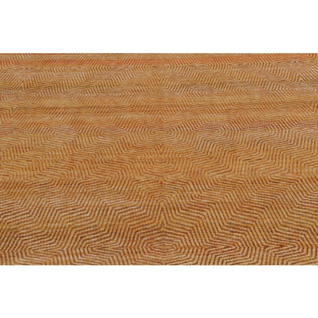 Rug & Kilim Rug & Kilim’s Hand-Knotted Rug in Gold-Orange, Brown Striations For Sale - Image 4 of 7