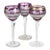 Antique Bohemian Amethyst Floral Cut to Clear Crystal Stemmed Wine Goblets - Set of 3 For Sale