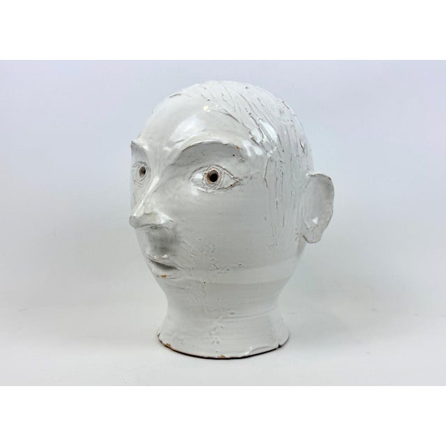 Mid-Century Modern Vintage Danish Artist Ceramic Head, 1980s For Sale - Image 3 of 12