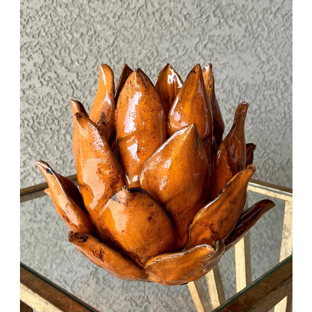 Excellent Pre-Owned Condition. Dramatically eye-catching earthenware artichoke that was fashioned to hold a tealight but...