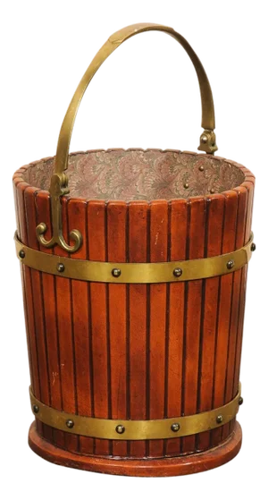English 19th C. Brass & Wood Bucket W/ Handle