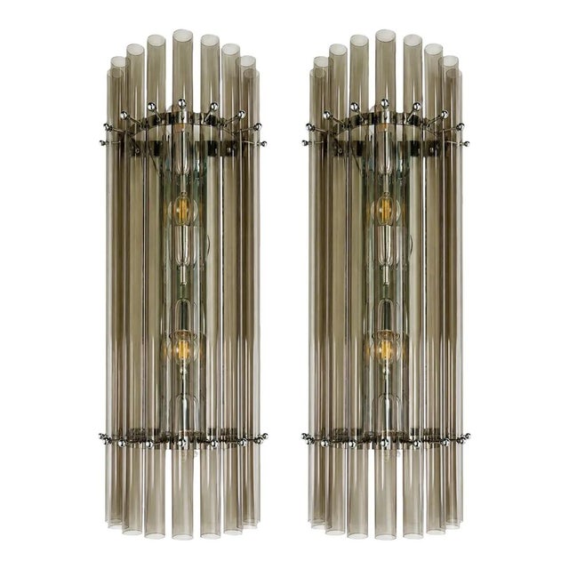 Brown Smoked-Fumè Glass Pipes Wall Sconces by Simoeng for Simoeng, Set of 2 For Sale - Image 8 of 8