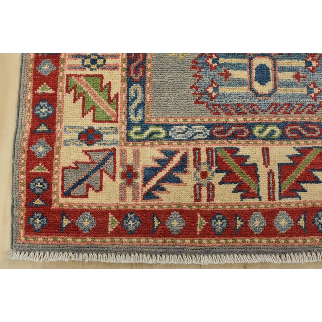 Kazak Runner 2’8” X 9’8” Gray Wool Tribal Hand-Knotted Oriental Rug For Sale - Image 10 of 13