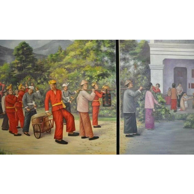 Antique Hand-Made Red Lacquer Chinese Covered Wedding Basket For Sale - Image 9 of 10