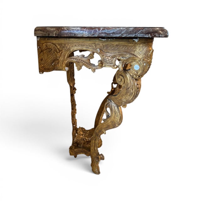 18th Century French Gilded Console With Marble Top and Hoof Foot For Sale - Image 4 of 5