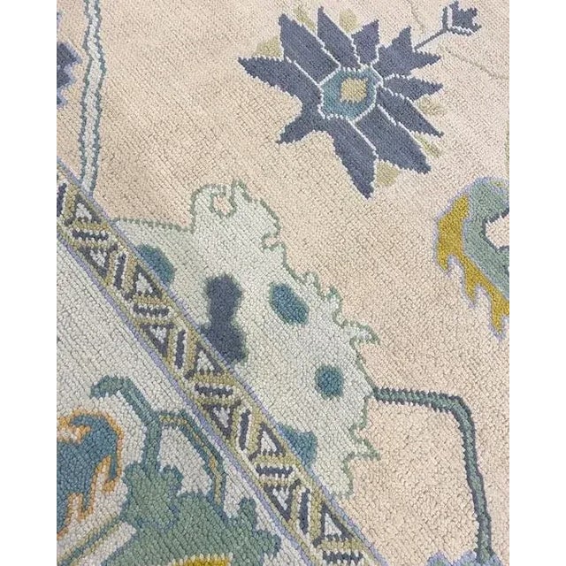 Traditional Modern Handknotted Oushak Rug in Blue, Marigold & Sage, 9' x 12' For Sale - Image 3 of 7